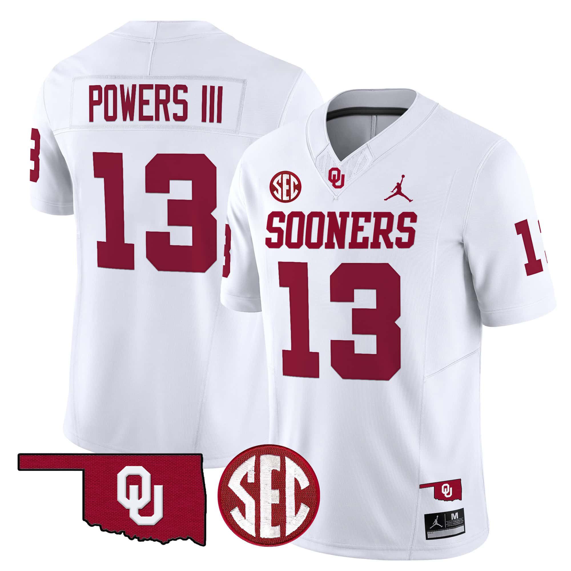 Men Oklahoma Sooners #13 Powers iii White 2024 Vapor Limited NCAA Jersey